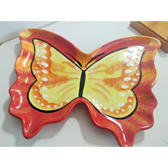 Hand painted Butterfly Serving Plate by Grasslands Road - Picture 5 of 7